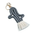 thumbnail image 1 of Keychain Cactus Handmade Portable Bohemian Style Keys Wallet Knitted Key Ring Tassel Metal Clasp Holder Accessory Keys Wallet Cellphone Grey, 1 of 9