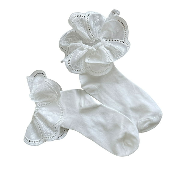 RUISINERY Embroidered Lace Ruffle Frilly Ankle Socks For Women Fashionable Breathable Cotton Short Socks For Casual And Party Wear