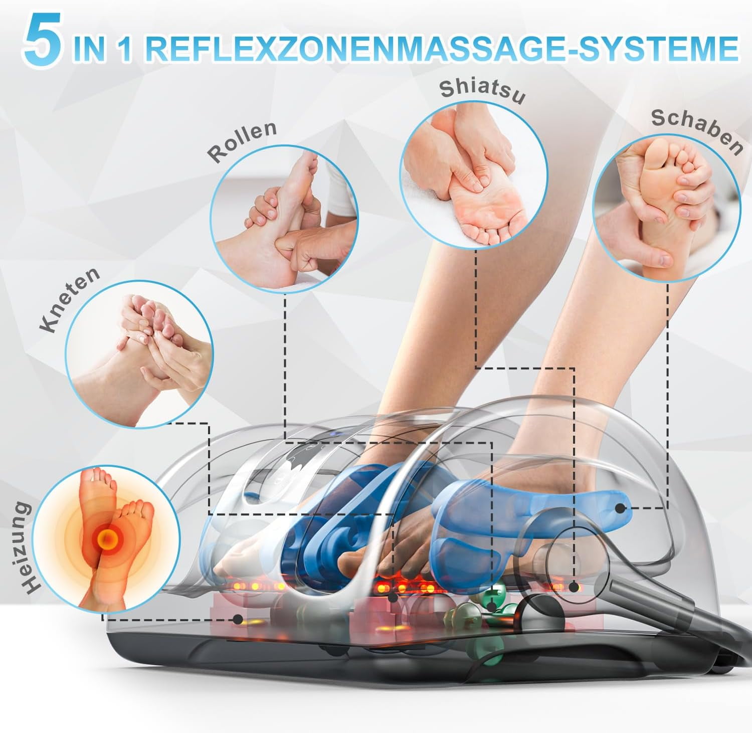 TISSCARE Shiatsu Foot Massager with Heat: FSA HSA Eligible Foot Massager for Neuropathy