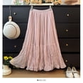 thumbnail image 4 of Arlun Maxi Skirts for Women Elastic High Waisted A Line Long Layered Tutu Mesh Ruffles Tiered Flowy Elegant Skirt for Spring and Summer Pink One Size, 4 of 4