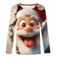 thumbnail image 4 of Festival Saving Womens Christmas T Shirts Funny Christmas Holiday Blouse Long Sleeve Tee with Santa Claus Print and Round Neck Comfort Shirts My Items, 4 of 5