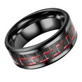 thumbnail image 4 of Anillo de acero inoxidable con pulido fino y superficies alisadoras, anillo exclusivo de moda para hombre para fiestas, con rayas negras y rojas, 20 mm, 4 of 14