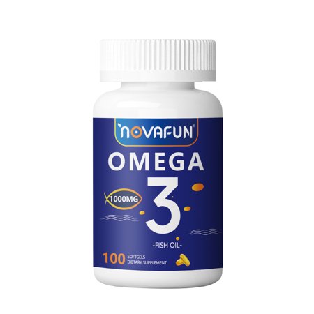 Novafun Omega-3 Fish Oil 1000 mg Softgel, Omega-3, EPA, DHA, Joint, Brain, Vision, Heart, 100 Day Supply - 100 ct