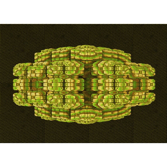 Ahgly Company Indoor Rectangle Patterned Dark Yellow Green Area Rugs, 8' x 10'