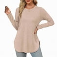 thumbnail image 2 of Towmus Womens Long Sleeve Crew Neck Shirts Side Split Basic Loose Tunic Tops for Women Casual Women's Fall Sweatshirts 2025, 2 of 6