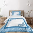 thumbnail image 3 of Ambesonne Antique Floral Quilted Bedspread Set 2 Pcs, Neo Classical Lines, Twin Size, White and Blue, 3 of 6