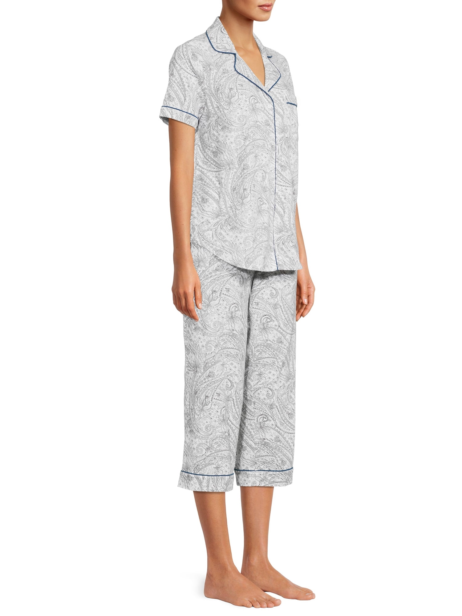 Secret Treasures Women's Plus Traditional Short Sleeve Notch Collar Pajamas Set