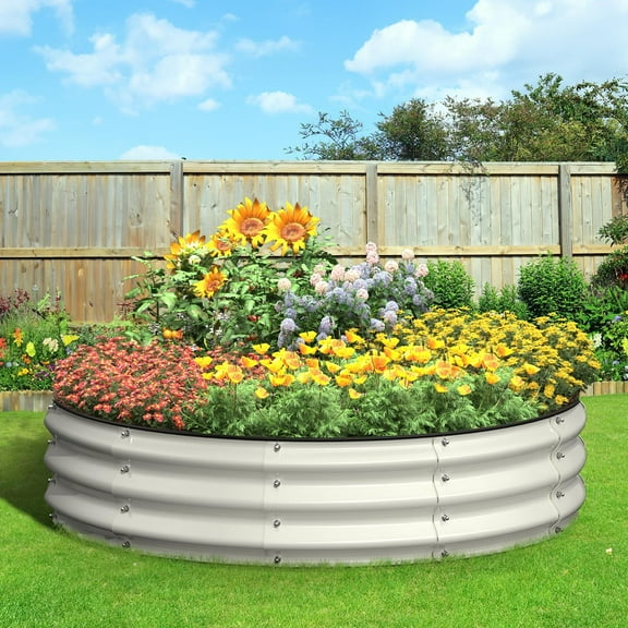 Galvanized Raised Garden Bed, 4x4x1 FT Raised Garden Bed for Gardening, Large Metal Planter Box for Vegetables Flower Herb(Pearl White)