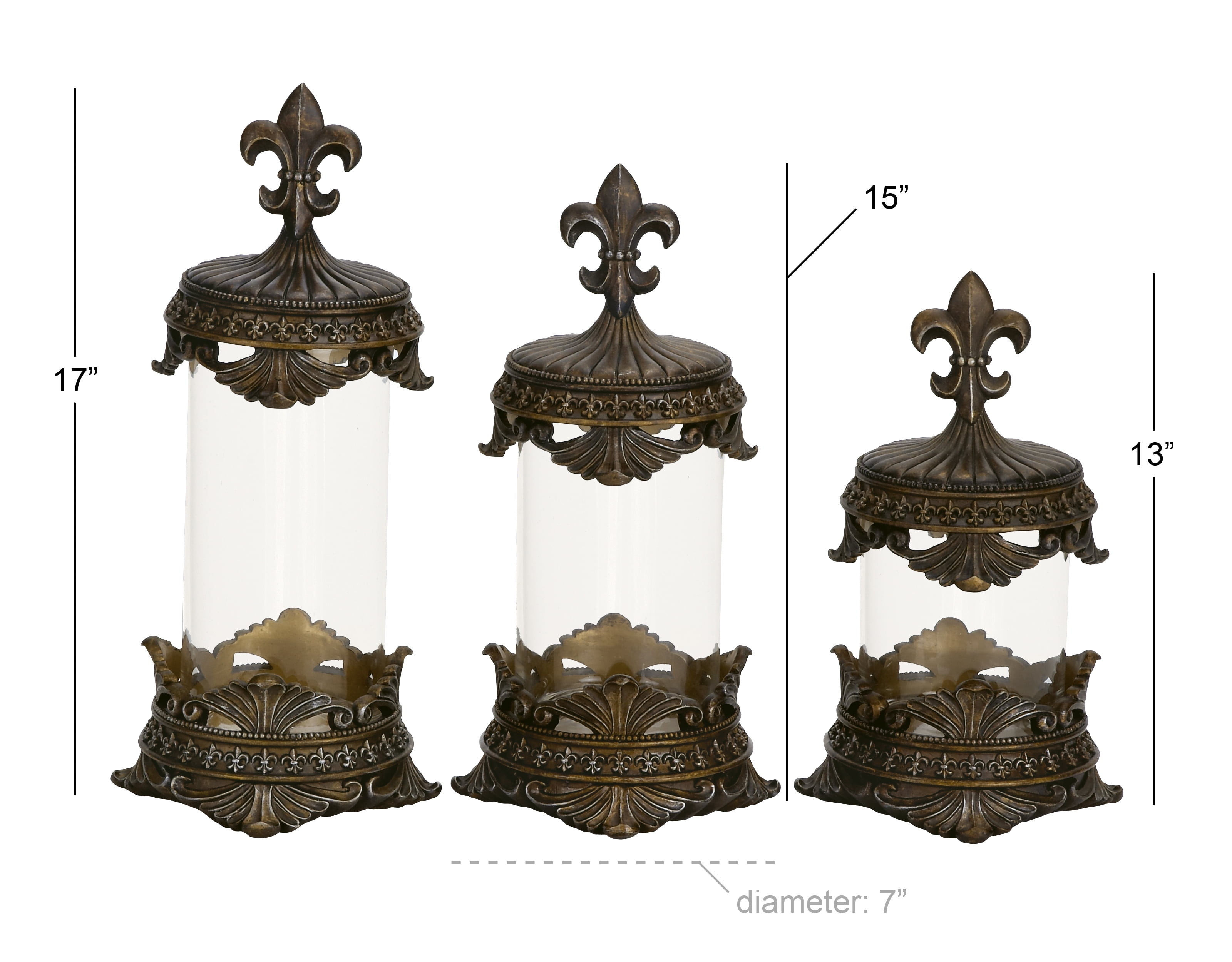 Decmode Traditional 17 15 And 13 Inch Resin Gl Fleur De Lis Decmode Traditional 17 15 And 13 Inch Resin Gl Fleur De Lis Canisters Set Of 3