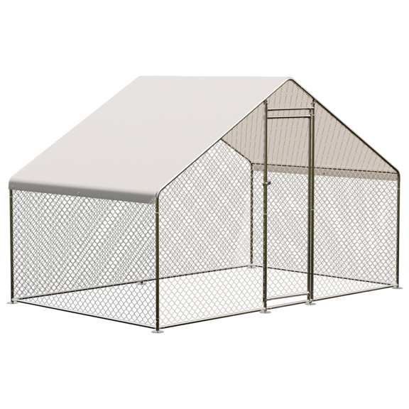 Metal Chicken Coop, Large Heavy Duty Wire Mesh Chicken Run with Cover, Walk-In Poultry Cage Chicken Pen for Farm Yard Outdoor Duck Rabbit House Cage