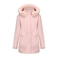 thumbnail image 3 of Dvprdro Women's Fashion Fleece Parka Cotton Jacket Casual Long Sleeve Hooded Outdoor Rushing Jacket Waterproof Windproof Windbreaker Outwear Coat, 3 of 5