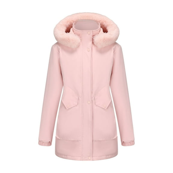 Ruimatai Women's Winter Parka Jacket Waterproof Windproof Hooded Fleece Lined Coat with Pockets for Outdoor Casual Wear