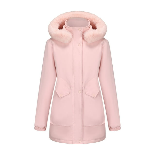 Manteaux pour Femmes Parka Femme Uni Poche Imperméable Coupe-Vent Manches Longues à Capuche Manteau Parka