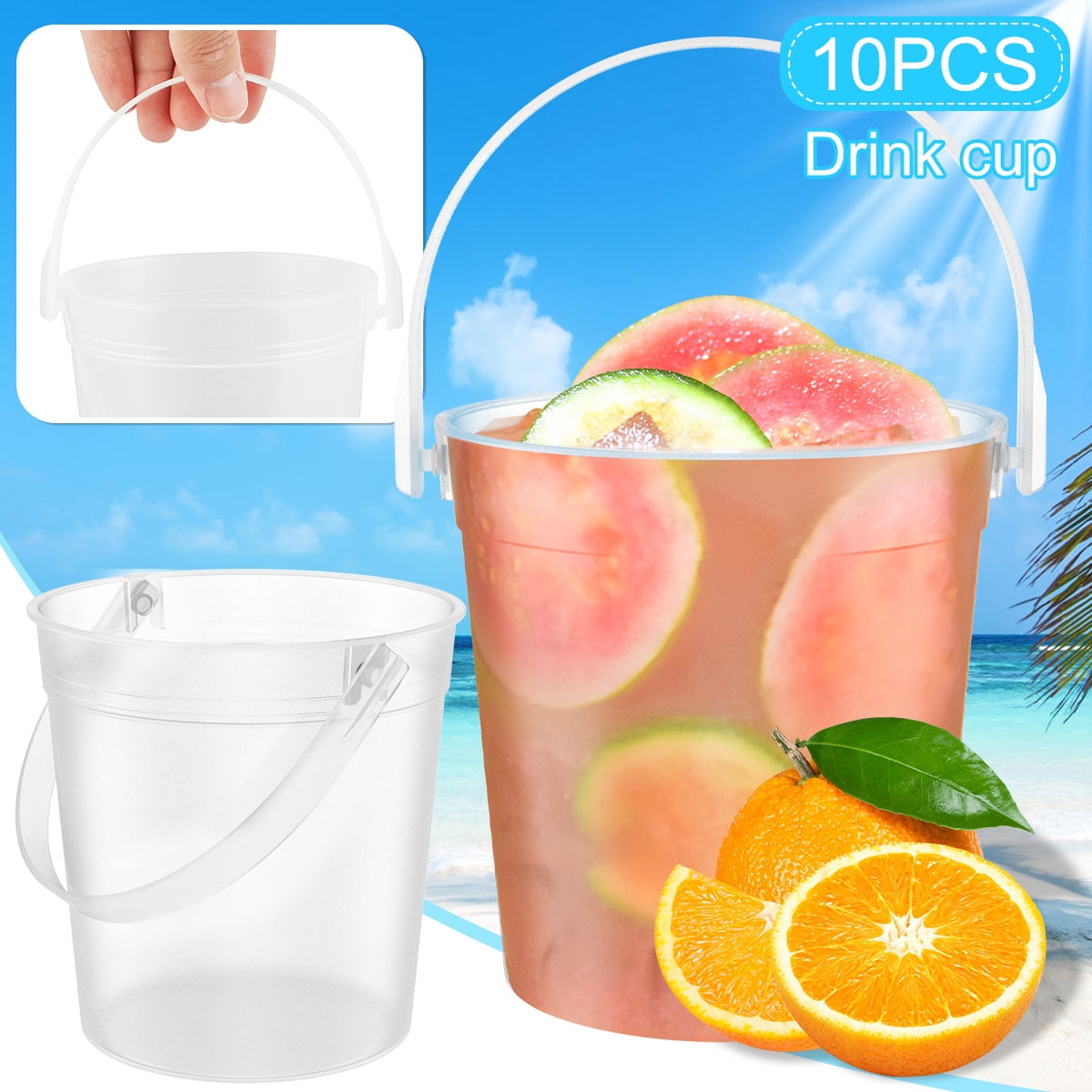 Lochimu 10Pcs Plastic Cocktail Buckets Transparent Drinks Buckets with