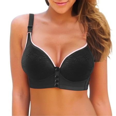 Audhol Front Closure Bras for Women Women s Front Button Down Bra Pulls Breathable and Comfortable Retraction Breast Bra Bra Underwear Nursing Bras Black L