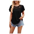 thumbnail image 2 of SELONE Peplum Tops for Women Plus Size Dressy Short Sleeve Tops Blouses Regular Fit T Shirts Pullover Tees Tops Solid T-Shirts Crew Neck Tops Casual Blouses Mesh T Shirts Breathable Pullover Black S, 2 of 7