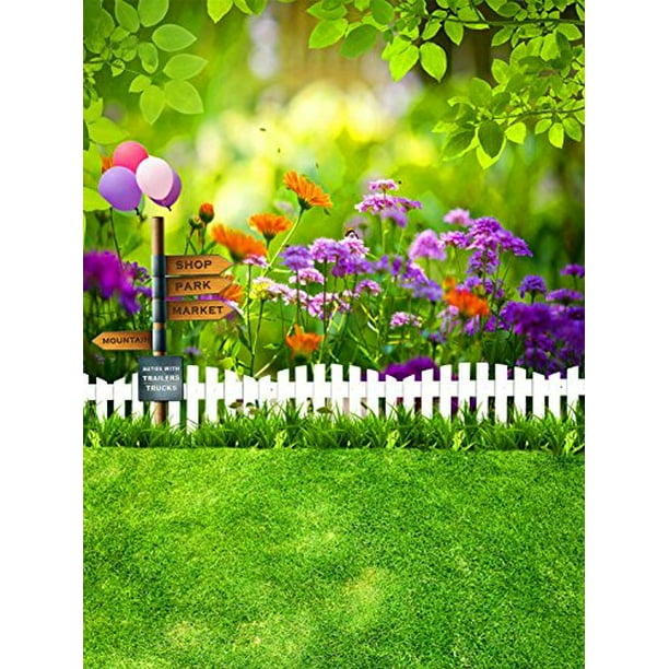 Greendecor Polyster White Wood Fence Flowers Garden Backdrop For Photography 5x7ft Photo Background Studio Props Walmart Com