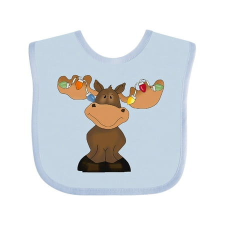 

Inktastic Christmas Moose Lights Boys or Girls Baby Bib