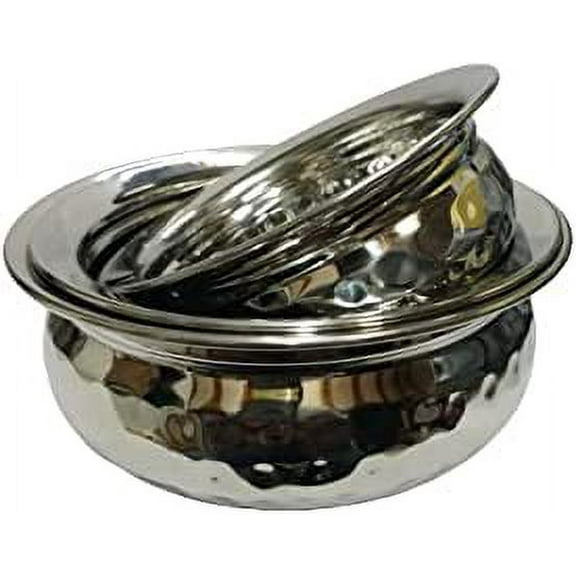 SynSpiritStore Stainless Steel 3 Pcs Hammered Serving Handi/ Serving Bowls- Set of 3