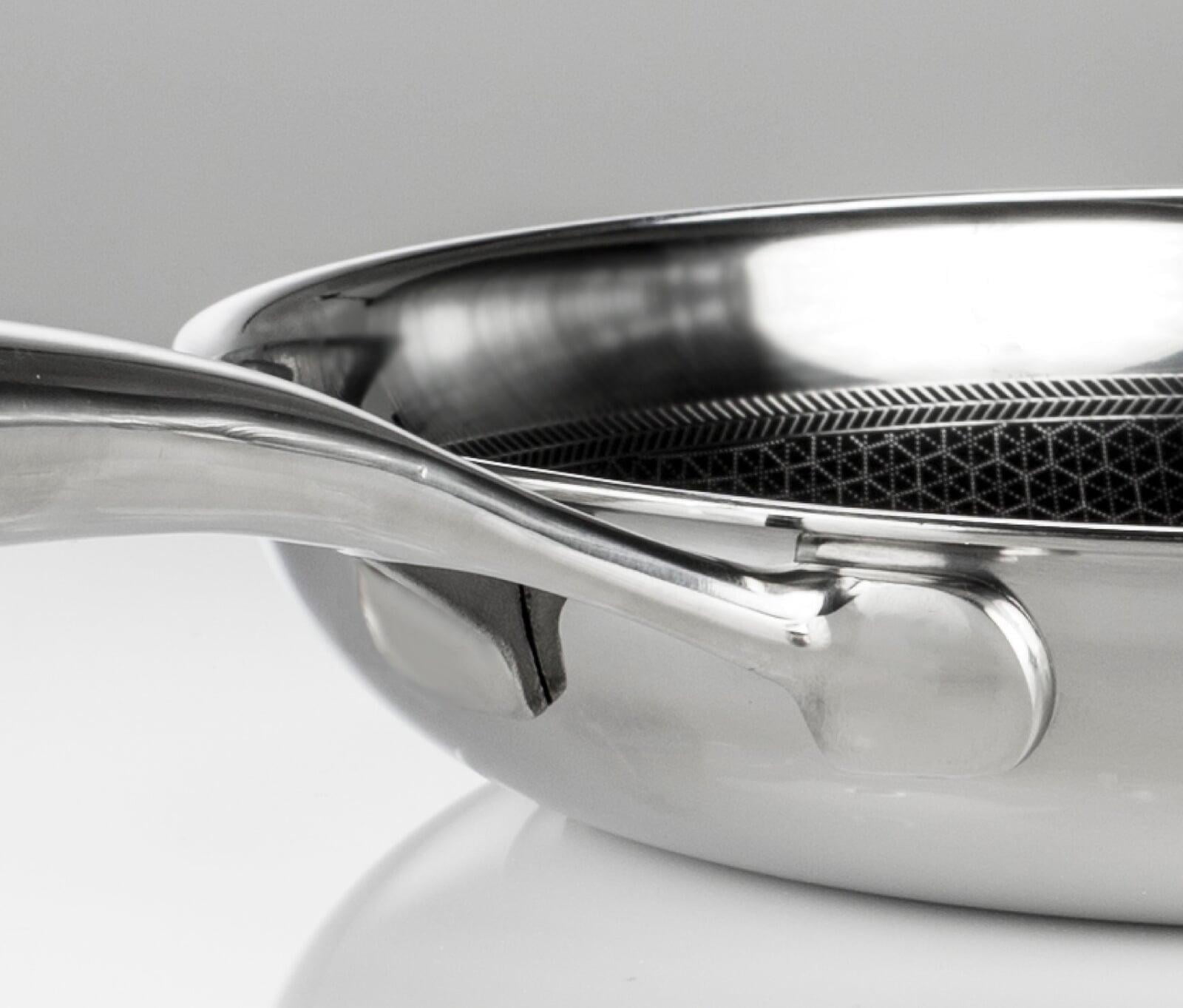 Black Cube Hybrid Quick Release Stainless Steel Frying Pan with Nonstick Coating, Oven-Safe Cookware