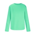 thumbnail image 3 of YLSDL Men's Scoop Neck Long Sleeve T-Shirt Slim Fit Basic Tee Curved Hem Solid Color Pullover Tops Mint Green M, 3 of 5