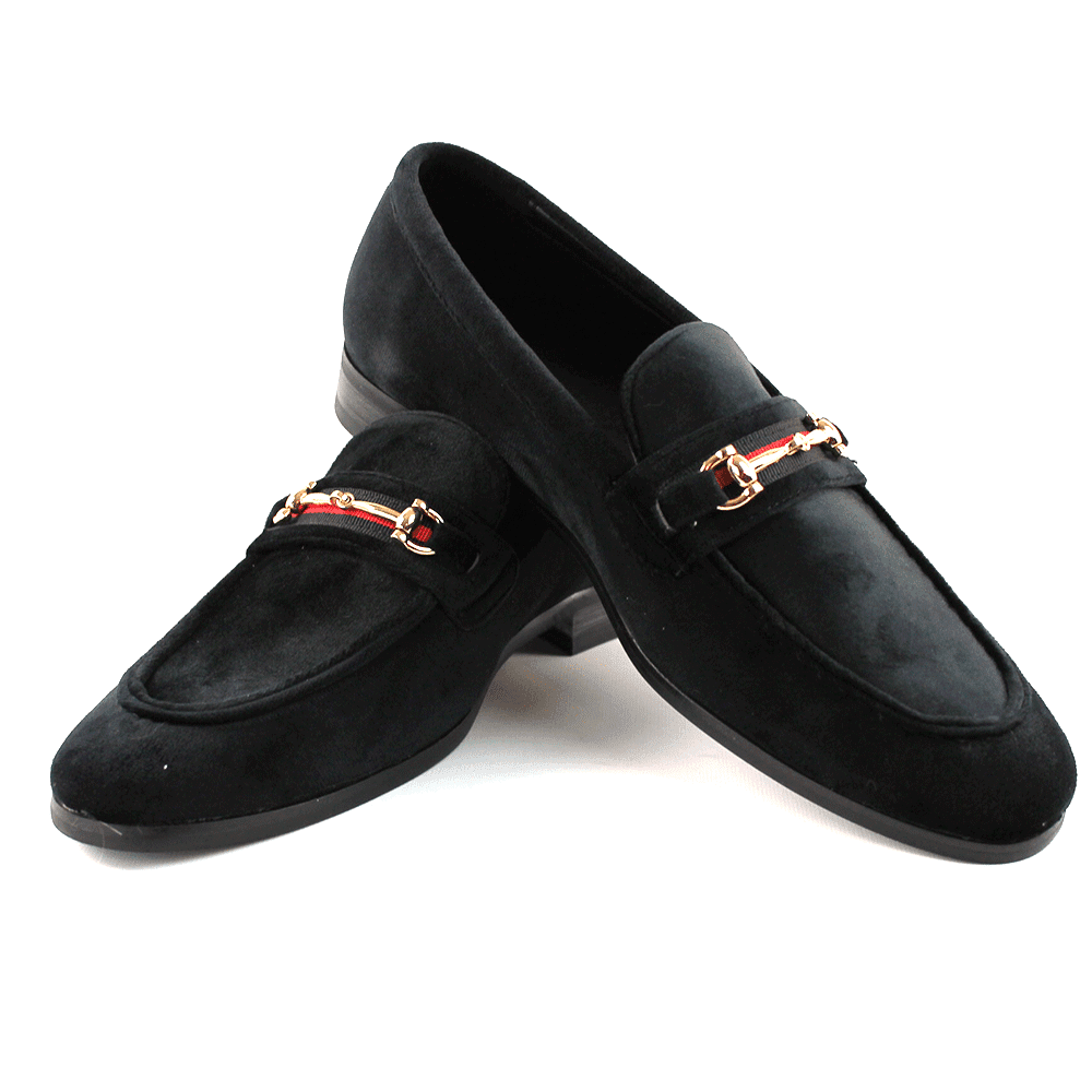 dress shoes with gold buckle AZARMAN Men's Dress Shoes Loafer with Gold Buckle Slip On Formal Modern Classic, Size: 11 U.Small (D) Medium, Black