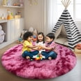 thumbnail image 3 of SARAG 5x5ft Round Area Rug for Bedroom,Super Soft Circle Rug,Fluffy Rugs for Living Room Kids Room,Tie-Dye Dark Red, 3 of 8