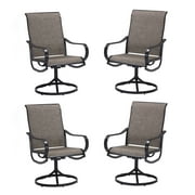 Vicllax Dining Swivel Metal Chairs Outdoor Garden Textilene Chair Set of 4 Steel Frame Patio Furniture