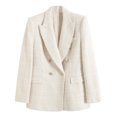 thumbnail image 3 of Casual Tweed Blazers for Women 2025 Long Sleeve Notch Lapel Collar Double Business Casual Work Office Jacket, 3 of 8