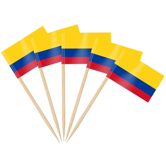 Palillos decorativos con bandera de Colombia AhfuLife, 100 piezas