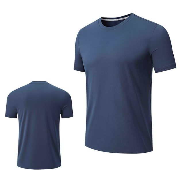 AherBiu T-Shirts pour Hommes Col Rond Ajusté Manches Courtes T-Shirt Léger Entraînement Athlétique Décontracté
