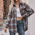 thumbnail image 2 of zaveiop Womens Oversized Flannel Plaid Shirts Casual Button Down Blouse Tops with Pockets (Brown, XL), 2 of 7