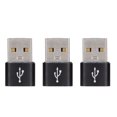 thumbnail image 1 of Paquete de 3 adaptadores de disco U USB 2.0 macho a tipo C hembra Adaptador de metal USB a tipo C para teléfono móvil portátil (blanco), 1 of 5