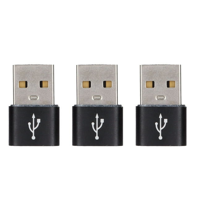 Paquete de 3 adaptadores de disco U USB 2.0 macho a tipo C hembra Adaptador de metal USB a tipo C para teléfono móvil portátil (blanco)