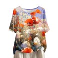 thumbnail image 2 of HaoXianJian Plus Size Summer Women's 2025 Short Sleeve T-shirt Crew Neck Loose Fits Tops - Floral Print Going Out Shirts/Blouses 3X 4X, 2 of 5