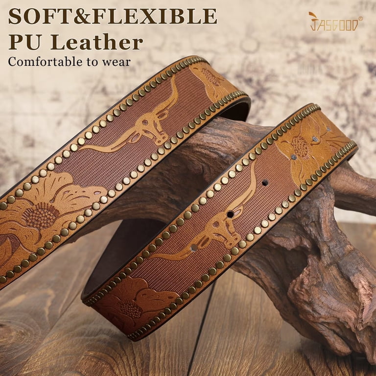 JASGOOD Western Belts for Women Vintage Brown Cowgirl Cowboy  display picture 1