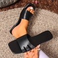 thumbnail image 2 of Xucatan Women's Square Toe Slide Sandals, Faux Leather Flat Slippers with Thin Sole, Open Toe Casual Summer Shoes, Versatile Everyday Beach Footwear Gift, 2 of 9