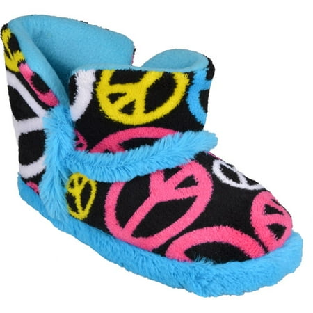 Kids Peace Design Ankle Bootie Slipper