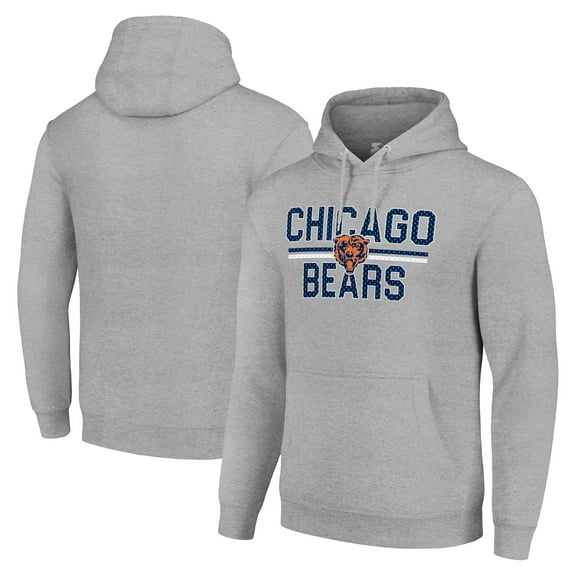 Unisex Starter Heather Gray Chicago Bears Team Mesh Print Graphic Tri-Blend Pullover Hoodie