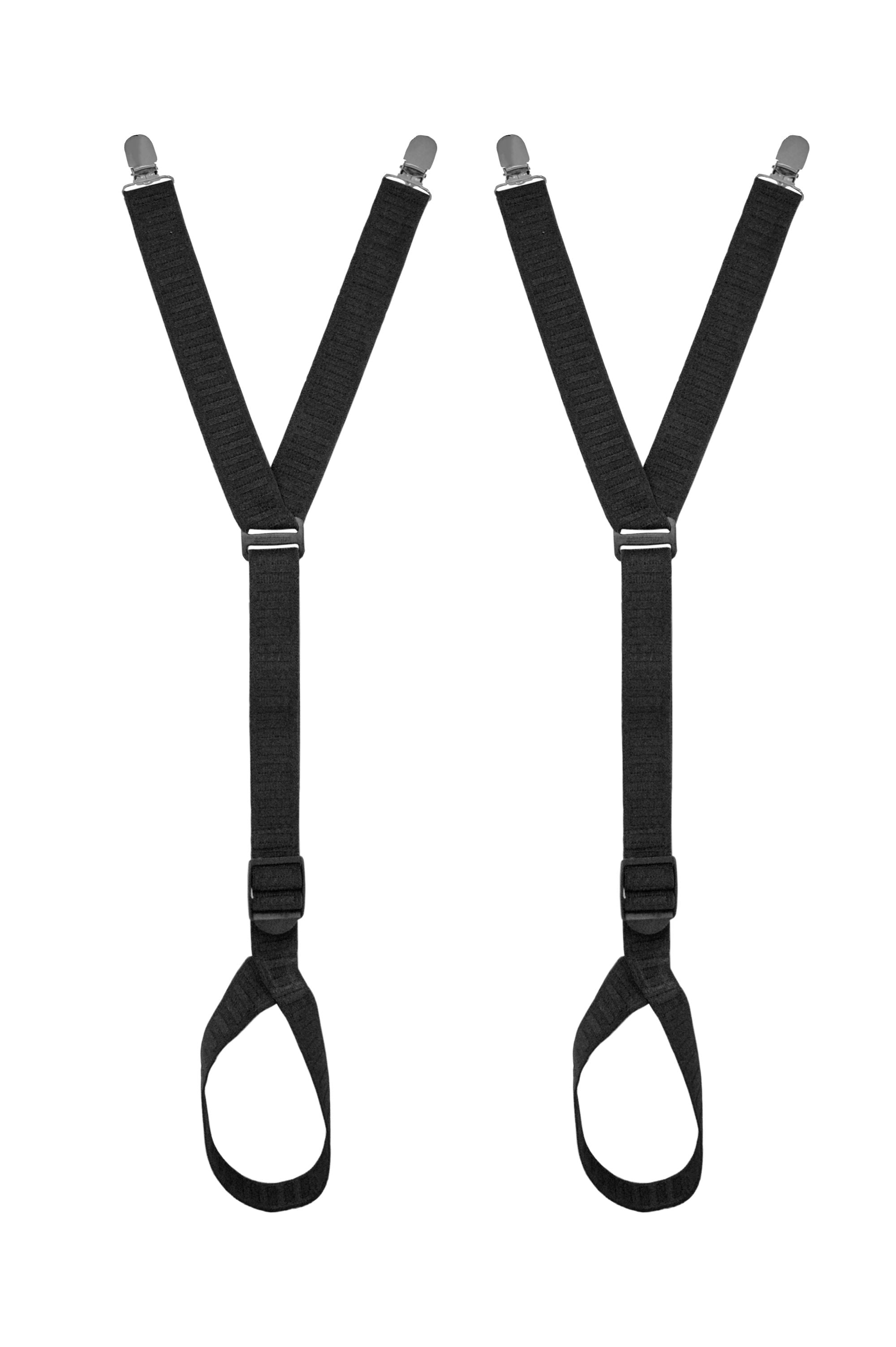 Wesol Distribution Police Blue Line Elastic Shirt Stays - Stirrup Style, Y Style (Gator Clip)