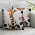 thumbnail image 3 of FUMJ Cute Giraffe Animal Pattern Square Cushion Cover - Safari White Throw Pillowcase - Nature Themed Brown Decorative Accent Pillow Cover, 3 of 5