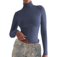 thumbnail image 2 of Olyvenn Savings Women's Turtleneck Shirt Double Lined Long Sleeve Mock Neck Tops for Women Basic Tight T Shirts Tee Spring Fashion Slim Fit Soft Thermal Underwear Tops Blue 12, 2 of 4