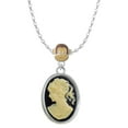 thumbnail image 1 of Delight Jewelry Silvertone Oval - Black Cameo - Mia Monkey Charm Necklace, 1 of 4