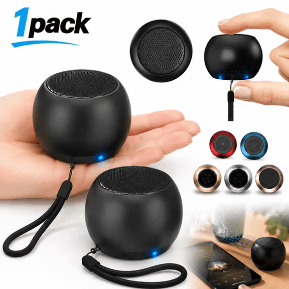 1Pack Portable Mini Speaker, Bluetooth Tiny Speaker,Wireless Micro Speaker Compatible with Phone/PC/Tablet, Rechargeable Battery, Built-in Microphone, Cute Mini Speaker with Strap to Carry