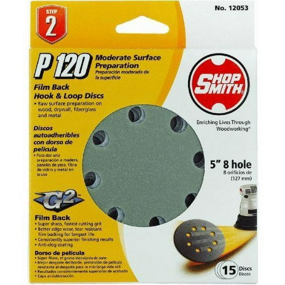 Shopsmith Sandpaper Hook&Loop 5 " 0grit, Grit12