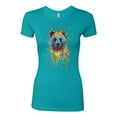 thumbnail image 2 of Bear Painting Splatter Abstract Art Animal Lover Womens Slim Fit Junior Tee, Tahiti Blue, Small, 2 of 3
