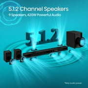 Hisense AX Series 5.1.2 Ch 420W Soundbar with Wireless Subwoofer, Wireless Rear Speakers, and Dolby Atmos (AX5120G, 2023 Model)