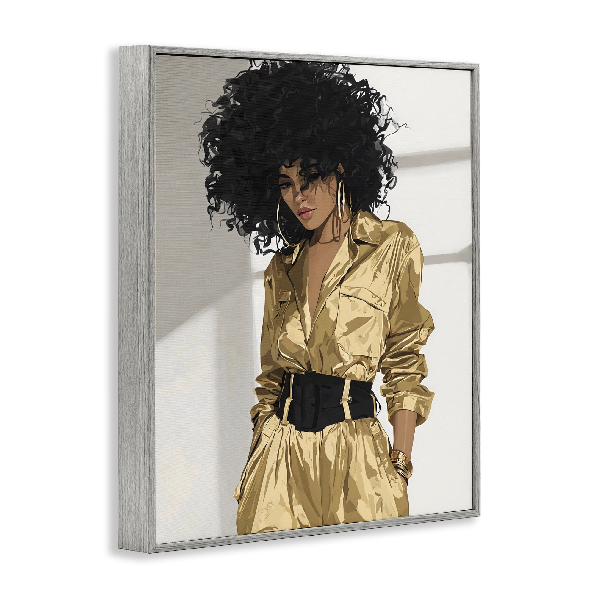 Stupell Industries Elegant Woman in Chic Jumpsuit Gray Framed Giclee Art, design by Franklyn Gregory