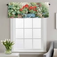thumbnail image 4 of Spring Flowers Window Valance for Kitchen, Vintage Blue Stroller Birds Red Floral Leaf Grass Rod Pocket Short Curtain for Small Windows, Light Filtering Decorative Valance, 60 x 14 Inch, 4 of 9