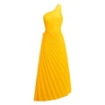 thumbnail image 4 of CHICTRY Womens One Shoulder Long Formal Dress Sleeveless Ruched Evening Ball Gown Cocktail Party Dress Yellow XL, 4 of 7